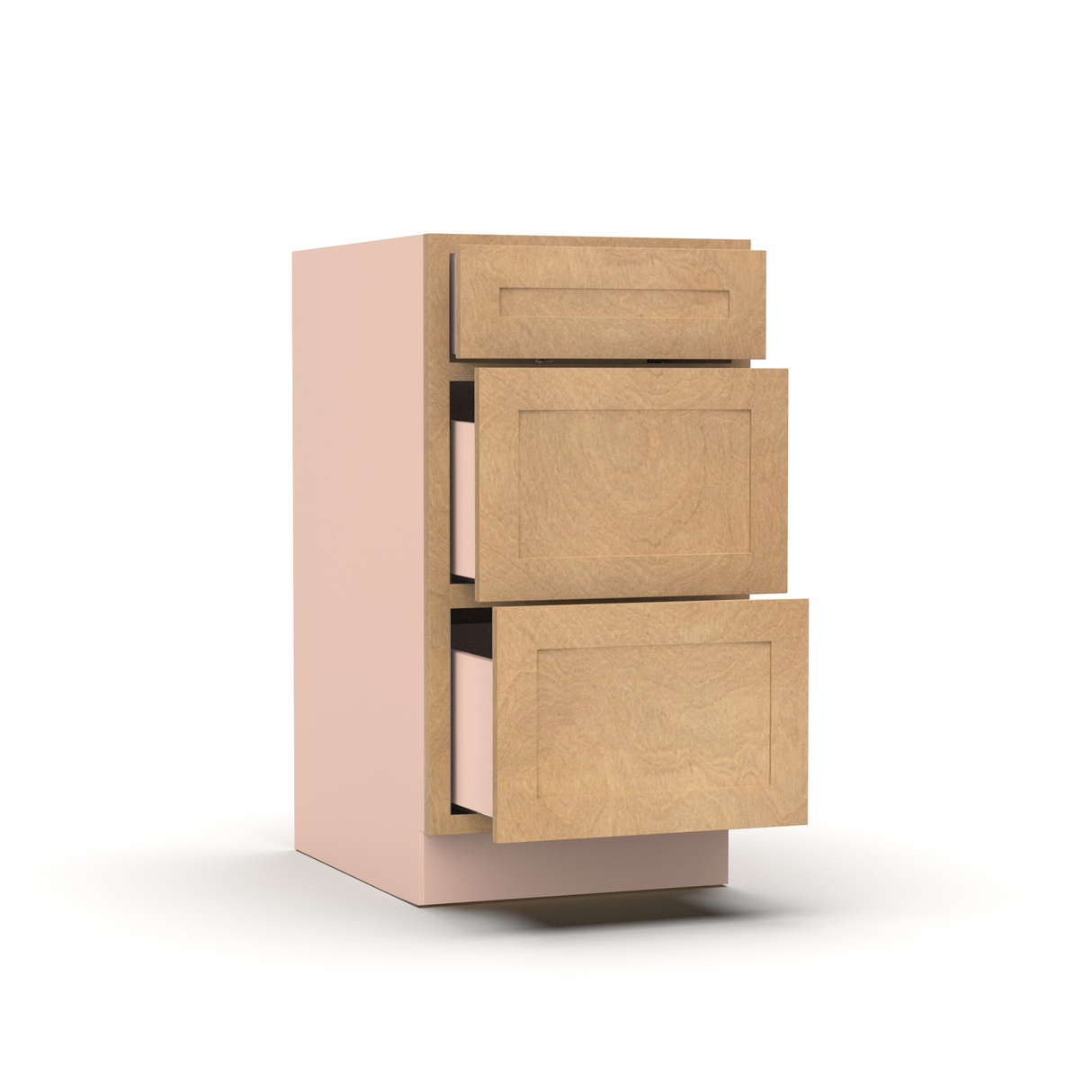 Liberty Shaker Karamel - 18 Inch Three Drawer Base Cabinet - 18" Width x 34.5" Height x 24" Depth