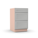 Liberty Shaker Ashen - 21 Inch Three Drawer Base Cabinet - 21" Width x 34.5" Height x 24" Depth