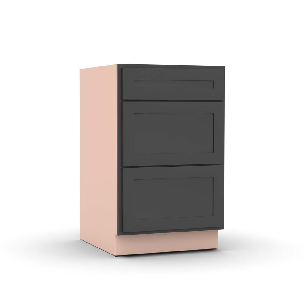 Liberty Shaker Grey - 21 Inch Three Drawer Base Cabinet - 21