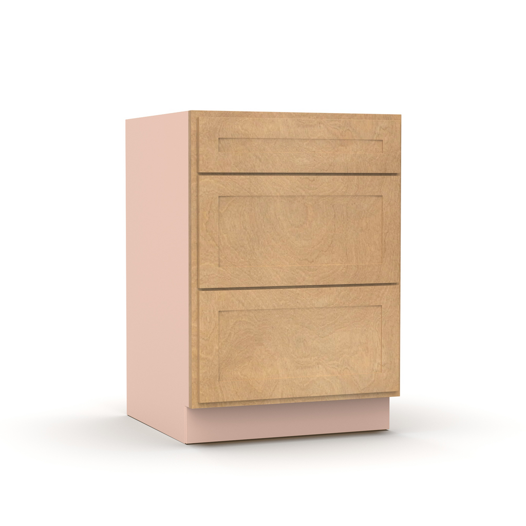Liberty Shaker Karamel - 24 Inch Three Drawer Base Cabinet - 24