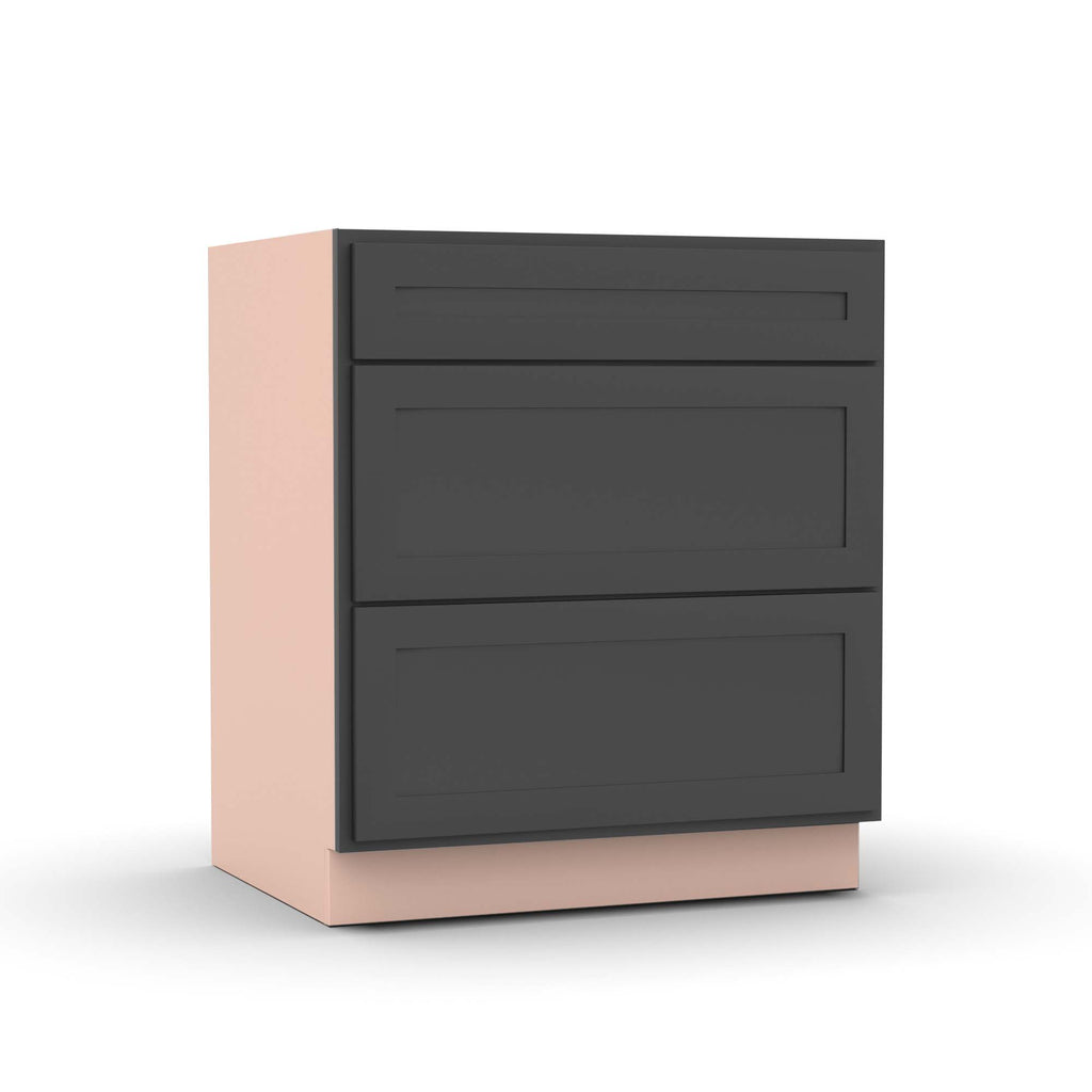 Liberty Shaker Grey - 30 Inch Three Drawer Base Cabinet - 30
