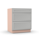 Liberty Shaker Ashen - 30 Inch Three Drawer Base Cabinet - 30" Width x 34.5" Height x 24" Depth