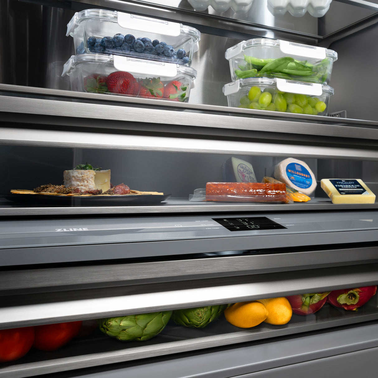 ZLINE 30 in. 16.1 cu. ft. Panel Ready Built-In Bottom Freezer Refrigerator with Water Dispenser and Ice Maker with Graphite Gray Interior (GRBIV-30)