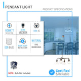 4 - Lights Chandelier Lighting Fixture, Clear Glass Chandelier for Kitchen, Coffee Bar, E26 Base - BUILDMYPLACE