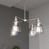 4 - Lights Chandelier Lighting Fixture, Clear Glass Chandelier for Kitchen, Coffee Bar, E26 Base - BUILDMYPLACE