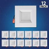 4" Square LED Downlight, 10W, 5CCT Changeable: 2700K/3000K/3500K/4000K/5000K, 120V AC, Baffle Aluminum Trim, Damp Rated - BUILDMYPLACE