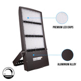 450W LED High Output Flood Light With Photocell, 5700K, AC277 - 480V High Voltage, Dusk to Dawn Security Light, IP65, Bronze, With 20KV Surge Protector, For Garden Yard Parking Lot Stadium Arena Lighting Fixture - BUILDMYPLACE