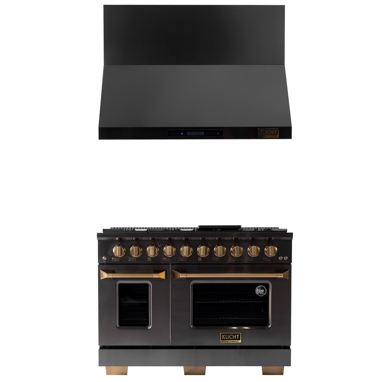 KUCHT Gemstone Professional 48 in. 6.7 cu. ft. Natural Gas Range with Sealed Burners, Griddle/Grill and Two Ovens - One Convection - in Titanium Stainless Steel