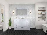 Dukes 48 in. Bathroom Freestanding Bathroom Vanity With Undermount Ceramic Sink with White Carrara Marble Top