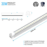 4ft Integrated 30W LED Tube Light Fixture - 3900Lm - 6500k Clear Cover - Double Side V - Shape - Plug and Play - BUILDMYPLACE