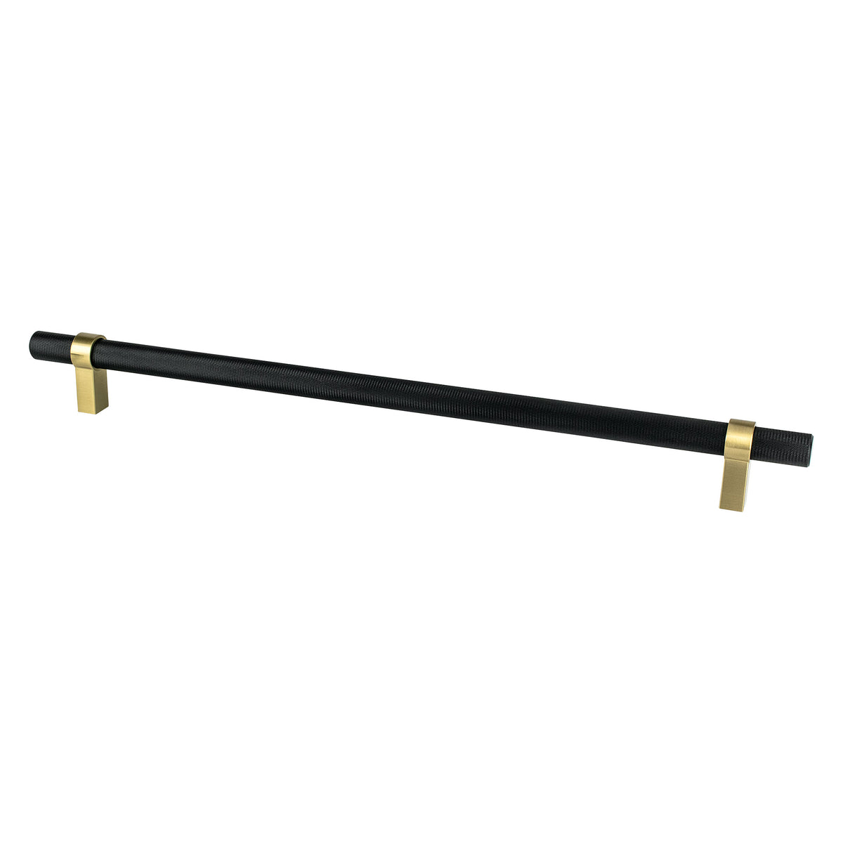 Radial Reign 18 inch CC Matte Black Bar and Modern Brushed Gold Posts Appliance Pull