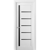 Solid Interior French | Quadro 4588 White Silk with Black Glass | Single Regular Panel Frame Trims Handle | Bathroom Bedroom Sturdy Doors