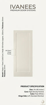 Ivanees 1-Panel Solid Core Shaker Door Slab 80 Inch Height