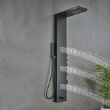 55 in. 3 - Jet Stainless Steel Matte Black Shower Panel System with Fixed Rainfall & Waterfall Shower Head, Tub Spout & Handheld Shower, Self - Cleaning & Jet Massage Feature - BUILDMYPLACE