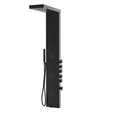 55 in. 3 - Jet Stainless Steel Matte Black Shower Panel System with Fixed Rainfall & Waterfall Shower Head, Tub Spout & Handheld Shower, Self - Cleaning & Jet Massage Feature - BUILDMYPLACE