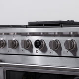 36 in. 5.2 cu. ft. 6 Burners Dual Fuel Range for Natural Gas in Stainless Steel with Kucht Horus Thermostat