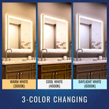 Bathroom Led Vanity Mirror with Frame, Dimmable Touch Switch Control, Anti-Fog Wall Mounted Makeup Mirror