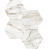 6 In Hexagon La Marca Calacatta Honed Glazed Porcelain Mosaic Tile - BUILDMYPLACE