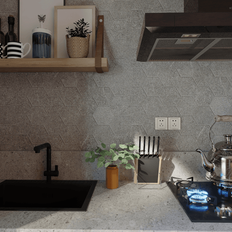 6 In Hexagon Mjork Mica Matte Color Body Porcelain Mosaic - BUILDMYPLACE