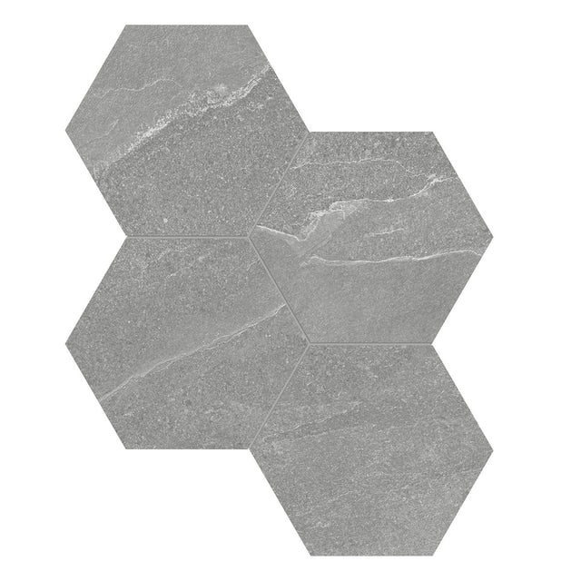 6 In Hexagon Nord Palladium Matte Color Body Porcelain Mosaic - BUILDMYPLACE