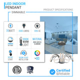 6 - Light 30" Wide Modern/Contemporary Cage LED Chandelier Ceiling Light, 70W, 3000K, 3500LM, Adjustable Height - BUILDMYPLACE