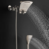 6 Spray 8 Inch High Pressure Dual Shower Head And Handheld Shower Head W/ Body Spray - Brushed Nickel - BUILDMYPLACE