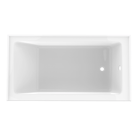 60 In. Alcove Acrylic Bathtub in Glossy White with Chrome Plated Overflow Cover - Right Drain - BUILDMYPLACE
