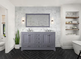 Dukes 60 in. Freestanding Bathroom Vanity with White Carrara Marble Top, White Square Sink