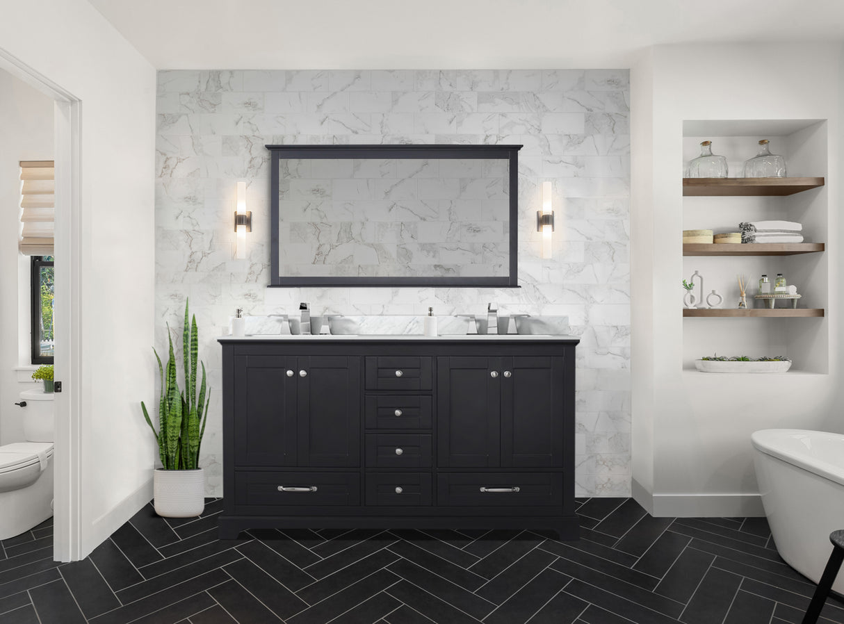 Dukes 60 in. Bathroom Freestanding Bathroom Vanity With Undermount Ceramic Sink with White Carrara Marble Top