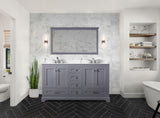 Dukes 60 in. Freestanding Bathroom Vanity with White Quartz Top, White Square Sink
