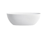 65 Inch Floor Mounted Freestanding Soaking Oval Shape Bathtub with Matte Finish Center Drain & Overflow Hole - BUILDMYPLACE
