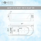 67 x 30 in. Freestanding Acrylic Whirlpool Corner Bathtub with left Drain - BUILDMYPLACE