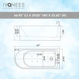 67 x 30 in. Freestanding Acrylic Whirlpool Corner Bathtub with Right Drain - BUILDMYPLACE