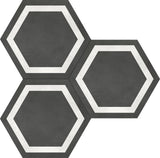 7 In Hexagon Frame Form Graphite Matte Pressed Glazed Porcelain - BUILDMYPLACE