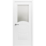 Solid French Door Opaque Glass / Mela 7012 Matte White / Single Regular Panel Frame Handle / Bathroom Bedroom Modern Doors