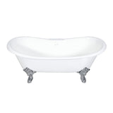 72 - Inch Cast Iron Double Slipper Clawfoot Tub with 7 - Inch Faucet Drillings - BUILDMYPLACE