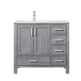 Jacques 84 in. Bathroom Freestanding Bathroom Vanity With Undermount Ceramic Sink, White Carrara Marble