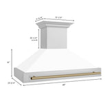 ZLINE Autograph Edition 48" Stainless Steel Range Hood with White Matte Shell and Champagne Bronze Handle (8654STZ-WM48-CB)