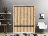 Planum Solid French Double Doors | Planum 0012 Oak | Wood Solid Panel Frame Trims | Closet Bedroom Sturdy Doors