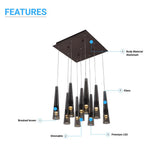 9 - Lights LED Pendant Light Fixture, Dimmable, 3000K (Warm White), Smoky Grey - BUILDMYPLACE