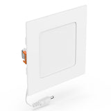9W 4 Inch Ultra Thin Square LED Recessed Light: Junction Box, 650LM, Dimmable, Damp Location - Ceiling Mount Trim for Office, Kitchen, Bedroom, Bathroom - BUILDMYPLACE