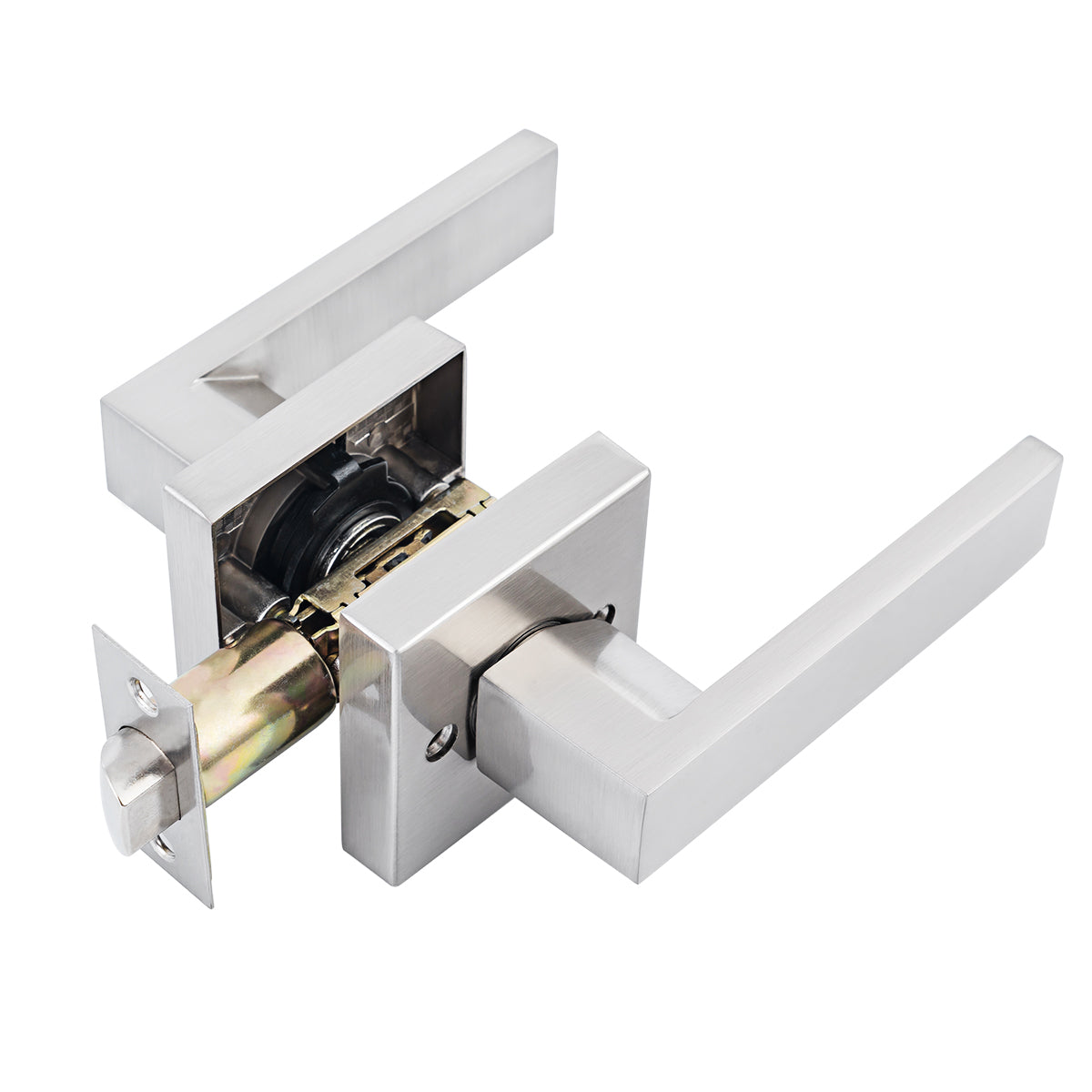 Ivanees Heavy Duty Passage Leverset in Satin Nickel Finish with Exposed Screws