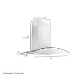 ZLINE 36” Alpine Series Convertible Wall Mount Range Hood in Stainless Steel with Remote Control, LED lighting, and Dishwasher-Safe Baffle Filters (ALP70WL-36)