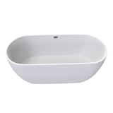 Flora 59 in. Classic Series Acrylic Freestanding Soaking Bathtub in Glossy White with Chrome-Plated Drain Cover & Pop Up-Overflow Hole