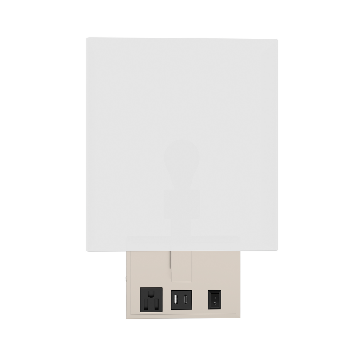 Modern LED Wall Sconce With 1 USB, 1 Switch, 1 Outlet - ETL Listed, Satin Nickel Finish W/ White shade