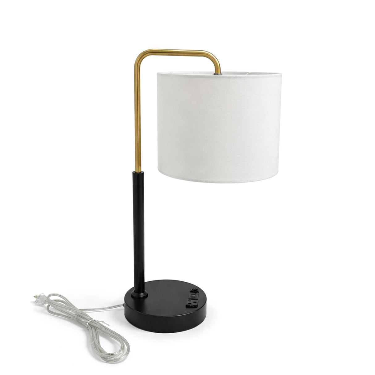 12″D x 23″H Modern Desk Lamp with White Linen Shade – Black or Brushed Brass Finish - 4 Pack