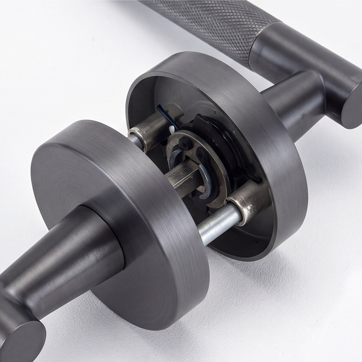 Ivanees Heavy Duty Passage Leverset in Brushed Gun Metal Finish with Concealed Screws