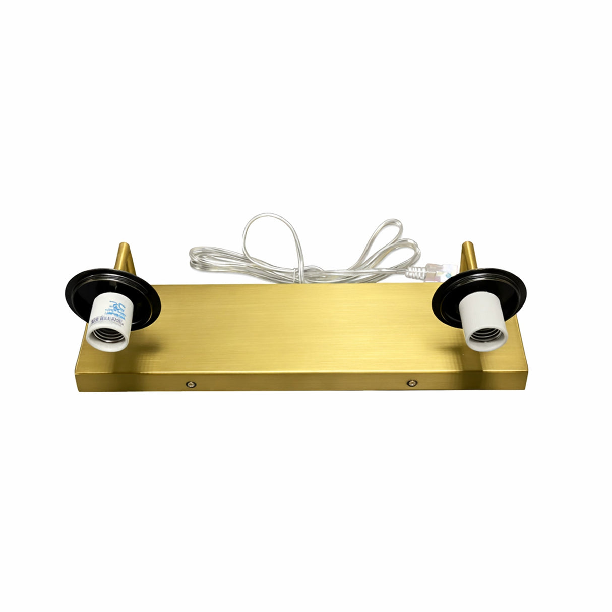 18″W x 10″H x 8″E Burnished Brass Double Wall Sconce with Dual Frosted White Acrylic Shades and 2×E26 Rocker-Switch Lights - 2 Pack