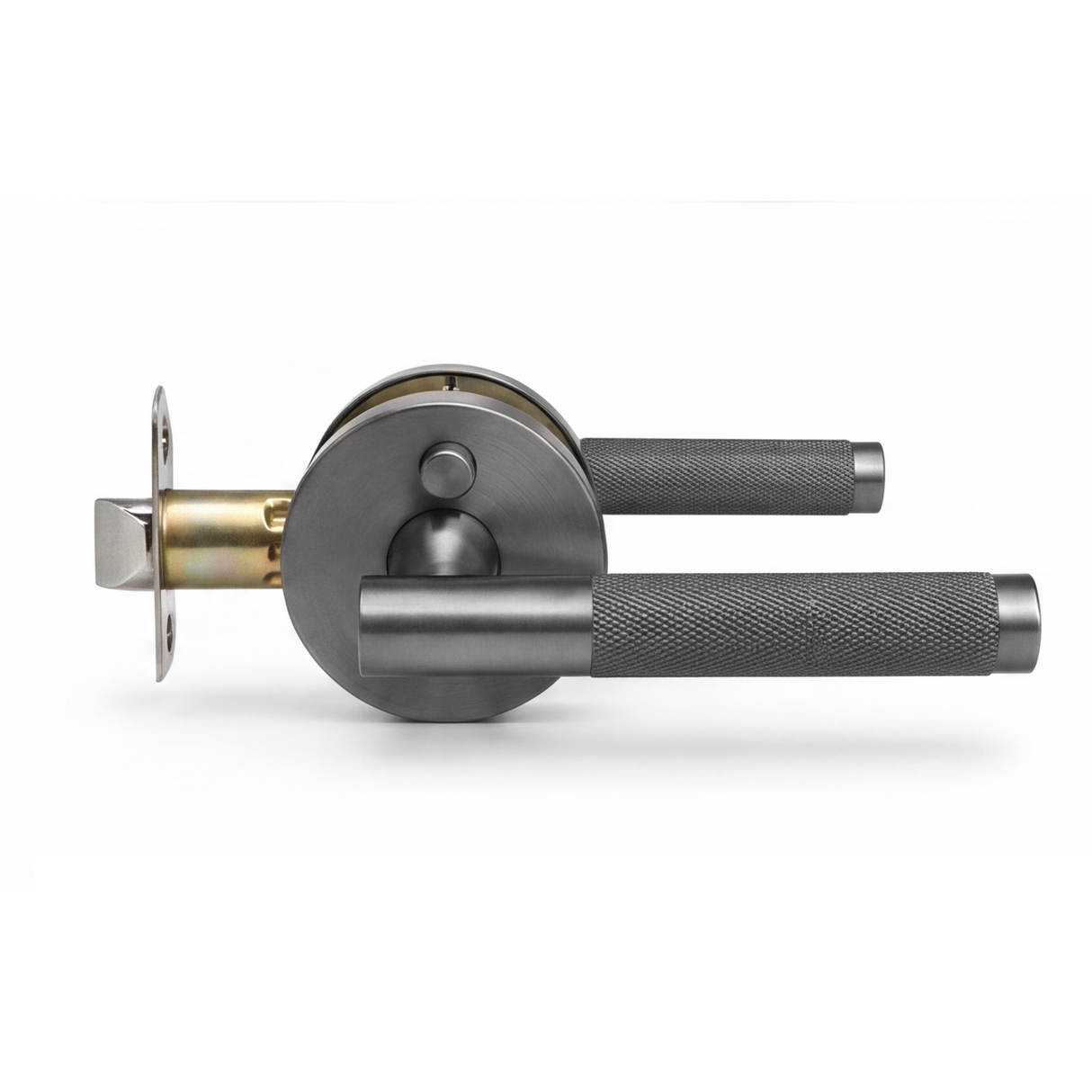 Ivanees Heavy Duty Privacy Leverset in Brushed Gun Metal Finish with Concealed Screws