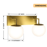 18″W x 10″H x 8″E Burnished Brass Double Wall Sconce with Dual Frosted White Acrylic Shades and 2×E26 Rocker-Switch Lights - 2 Pack